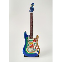 El Yapımı 1/4 Ölçek Minyatür Elektro Gitar Stratocaster Rocky Bl