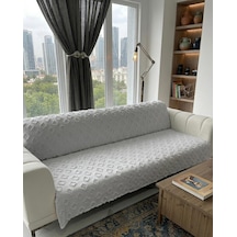 Royam Koltuk Örtüsü Çekyat Örtüsü 175 X 215 Lüks Kumaş Şönil Jakarlı Kaymaz Gri
