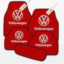 Volkswagen Logolu Kırmızı Oto Halı Paspas Seti 5 Parça Araca Özel Şık Ve Kaymaz Zemin Koruma