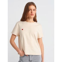 Dilvin 30584 Bisiklet Yaka Pamuklu T-shirt-taş Taş