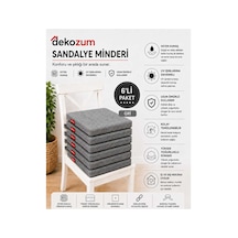 Comfort Plus Sandalye Koltuk Minderi 40x40 Bağcıklı Fermuarlı Yıkanabilir Balkon Bahçe Minderi 6 Adet Gri