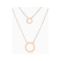 Kuyumcudukkani Evreni İfade Eden Daire Sembol İkili Kolye -37238-r Rose Gold