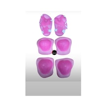 Çocuk Koruyucu Dizlik Dirseklik Set 6'lı Paten Scooter Bisiklet Kaykay Koruyucu Ekipman Set Pembe