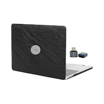 Macbook Air 13 Kılıf A1932 A2179 A2337 M1 Uyumlu Vintage Deri Dokulu Premium Hard Case Koruyucu Kılıf İnce Hafif Dayanıklı Siyah Belirtilmemiş