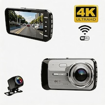 4k Ultra Hd Wifi Araç Kamerası Ön 4k + Arka 1080p Çift Kamera Araç Park Kiti Hediyeli