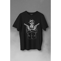 Skeleton Gangster Revolvers Suit Tabanca Baskılı Tişört Unisex T-shirt 001