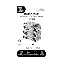 Ekstra Kalın Nitril Siyah Plus Muayene Eldiveni M - 3 Paket 50'li