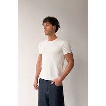 Flaw Atelıer Basic Slim Fit Ekru Tişört-29506