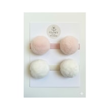 Kız Çocuk Bebek Ponponlu Bandana 2'li Set Pembe-ekru Pembe-ekru
