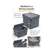 3lü 40 60 51 Cm Gri Menteşe Kapaklı Plastik Kasa