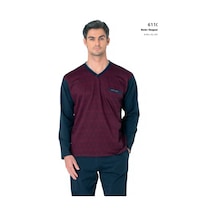 Pierre Cardin 6110 Erkek Kuzun Kollu V Yaka Pijama Takımı-bordo Bordo