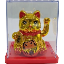 Maneki Neko El Sallayan Mini Şans Kedisi Gold Solar Güneş Enerjili 5x5cm S3gld03