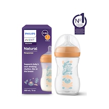 Doğal Tepkili Biberon, 260 Ml, Orta Akışlı Emzik Ucu Akış 3 , Orman Bitkileri Desenli, Scy903/74
