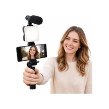 Telefon İçin Video Çekim Seti Led Işıklı Mikrofonlu Tripodlu Vlog Canlı Yayın Selfie Kiti