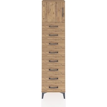 Arges Dolap Tek Raflı 8 Çekmeceli Tek Kapaklı 44x30x182 Çam-çam Çam