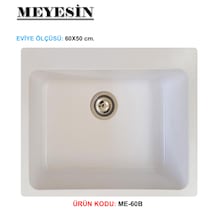 Meyesin ME-60B Granit Tek Gözlü Mutfak Evyesi Beyaz 50 x 60 CM