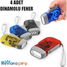 4 Adet Deprem Feneri Aile İçin Pilsiz Dinamolu 3Ledli El Feneri N11.420 Çok Renkli