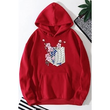 Uyguntarz Unisex Flowers Baskılı Sweatshirt Kırmızı