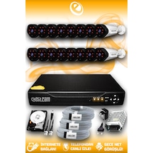 Elitcam 16 Kameralı Uzay 16 Dış Kamera Set 250 GB HDD Full HD Gece Görüşlü Güvenlik Kamerası Sistemi