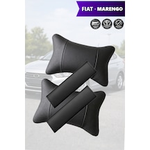 Fiat Marengo Uyumlu Lüks Siyah Deri Yastık Set Deri Kemer Koruyucu