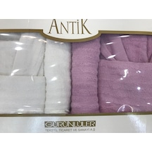 Antik Aile Bornoz Seti (451541488) Beyaz - Pembe