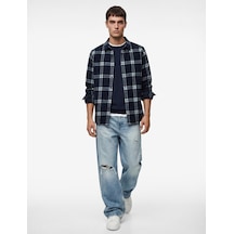 Koton Regular Fit Klasik Yaka Uzun Kollu Düğmeli Oduncu Gömleği Lacivert Ekose 6wam60228hw