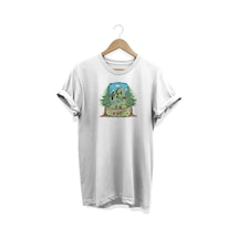 Manzara Baskılı Beyaz T-shirt Beyaz