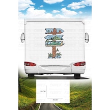 Karavan Dağ Baskı Sticker - Dalga Ve Sahil Sticker - Kamp Sticker - 80x120 Cm