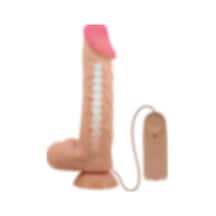 Hızlı Express Titreşimli 24 Cm Kayan Cilt Serisi Kıkırdaklı Penis Damarlı Dildo