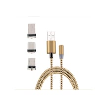 Apple     Uyumlu iPhone Type-c Android 3 Yuvarlak Başlık Manyetik Şarj Usb Kablosu- 5775