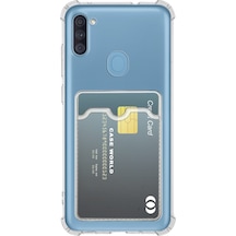 Samsung Galaxy Uyumlu A11 Kapak Kamera Korumalı Kartlıklı Darbe Emici Özellikli Şeffaf Silikon Kılıf
