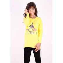 Toontoy Kids Toontoy Kız Çocuk Bisiklet Baskılı Tişört Sarı
