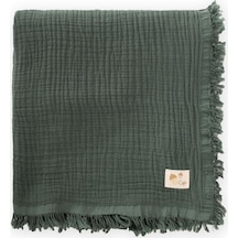 Cigit Dört Kat Püsküllü Battaniye 80x120 Cm Haki Yeşili Haki