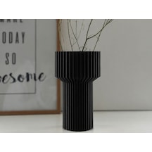 3d Baskı Modern Dekoratif Çiçek Vazosu - Minimal Silindir Tasarımlı Masaüstü Vazo, Ev Ve Ofis Dekoru-siyah Diğer