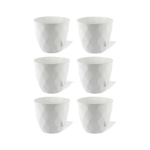 Omnipazar Krs-453 Yakamoz Tabaklı Plastik Saksı Takımı 2.4 Lt Beyaz 6 Adet