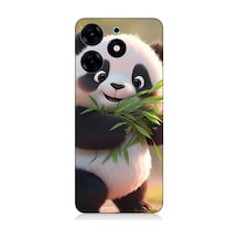 Tecno Spark 10 Pro Uyumlu Silikon Kılıf Sevimli Panda Ve Bambu