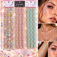 Şerit Rengarenk Yapışkanlı Yüz Taşı Face Gems Taşlı Yüz Ve Vücut Süsü