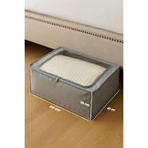 Handyol 1 Adet Pencereli Çelik Destekli Büyük Boy Hurç Baza Altı Çok Amaçlı Organizer 66x46x20 Cm Gri