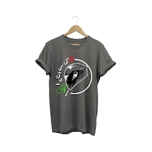 Motorcu Motorsiklet Vites Geçişleri Ve Kask Tasarımlı 1n23456 %100 Pamuk Regular Fit Gri T-shirt Antrasit