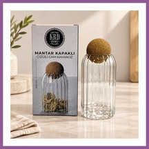 Bezos Mantar Kapaklı Küçük Çizgili Kavanoz Rengaren