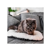 Gri-beyaz Oval Peluş Yatak, 55 Cm X 36 Cm - Kedi Ve Küçük Köpekler İçin