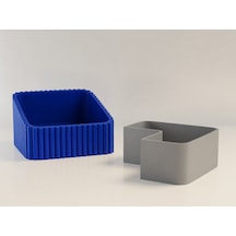 3d Baskı Fıstık Kasesi - Çift Hazneli Kabuk Ayırıcı Sunum Kasesi - Mavi Gri