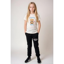 Fyk Kids Kız Çocuk Baskılı Happy Bear Bel Detayı Lastikli Alt-üst Pijama Takımı KREM Krem