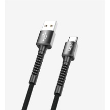 K552 Safe 3a Örgülü Metal Başlı Usb'den Type-c'ye Şarj Kablosu Siyah