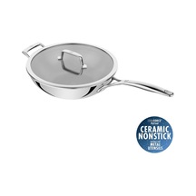 Peak Ceraforce Hycoat Wok, Cam Kapaklı, 30 Cm, Paslanmaz Çelik 18/10 Çok Renkli