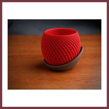 Storeşahin 3d Baskı Küre Saksı - Kafes Dokulu İki Parçalı Dekoratif Saksı - Kırmızı-kahverengi Shn0720 03560054