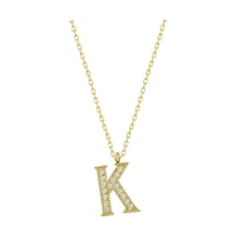 Gümüş Gold K Harfi Kadın Kolye (547196635)