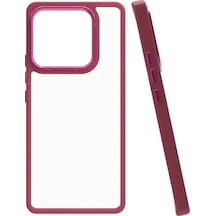 Noktaks - Mi 13 Pro Uyumlu Kılıf Koruyucu Arkası Şeffaf Renkli Kenarlı Flora Kapak - Kırmızı - T28344