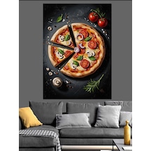 Taze Malzemeli Dilimlenmiş Pizza Tablo Dekoratif Kanvas - Mdf Ahşap Tablo