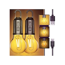 Menfry Taşınabilir Şarjlı Led Ampül Outdoor Kamp Bahçe Lambası 10w Askılı Kırılmaz Led Işık Sarı Genel